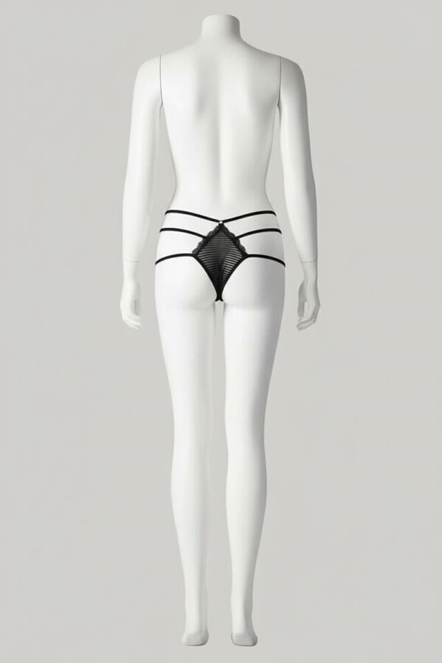 Arias Closet Siyah Yanları İp Detaylı Fantezi Tanga String