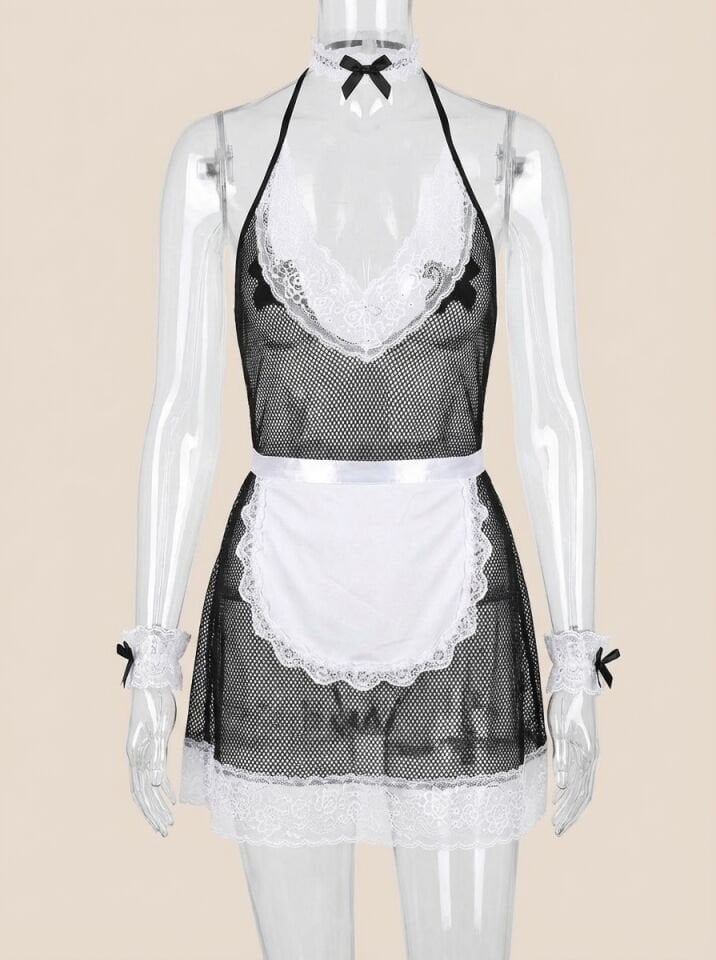 Arias Closet File Göğüs Bölgesi Dantel Mini Fantazi Hizmetçi Kostümü