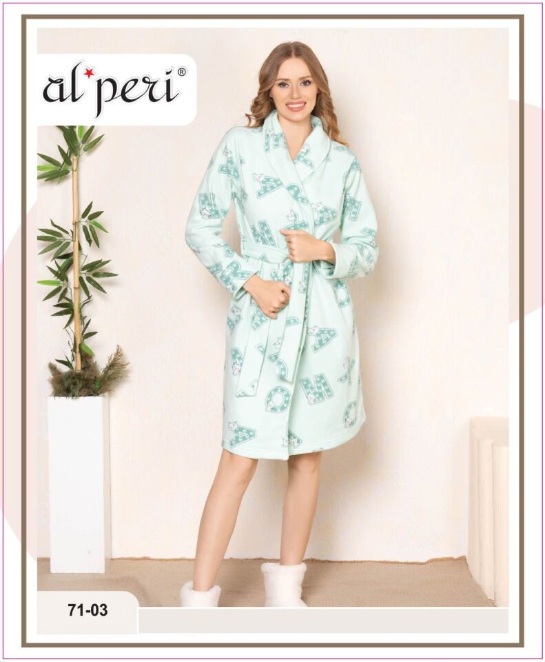 Alperi 71-03 Velsoft Bayan Uzun Kollu Sabahlık 4'lü