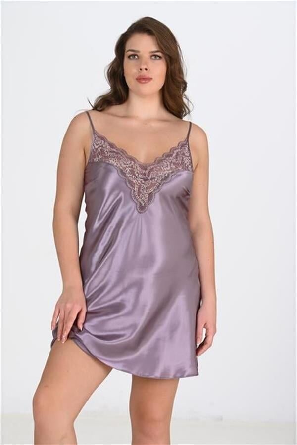 Arias Closet Büyük Beden Lila Gecelik  2101