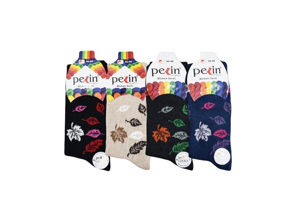 Pelin 9-1 Naturel Pamuk Bayan Soket Çorap 12'li