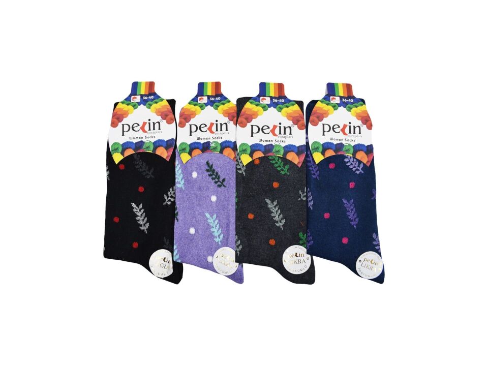 Pelin 9-4 Naturel Pamuk Bayan Soket Çorap 12'li