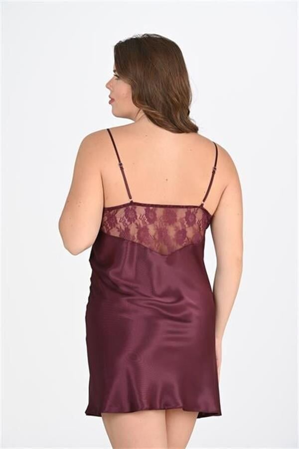 Arias Closet Büyük Beden Mürdüm Gecelik 2108