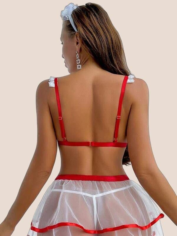 Arias Closet Fantezi Beyaz Tül Etekli Seksi Hemşire Kostümü