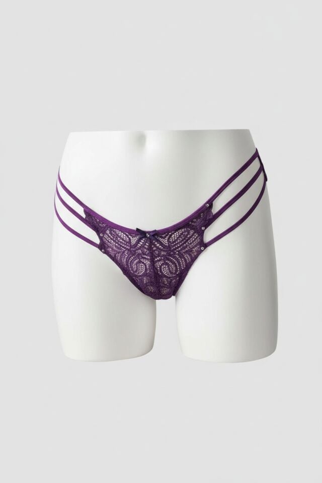 Arias Closet Dantel İşlemeli 3 İpli Mor Fantezi Külot