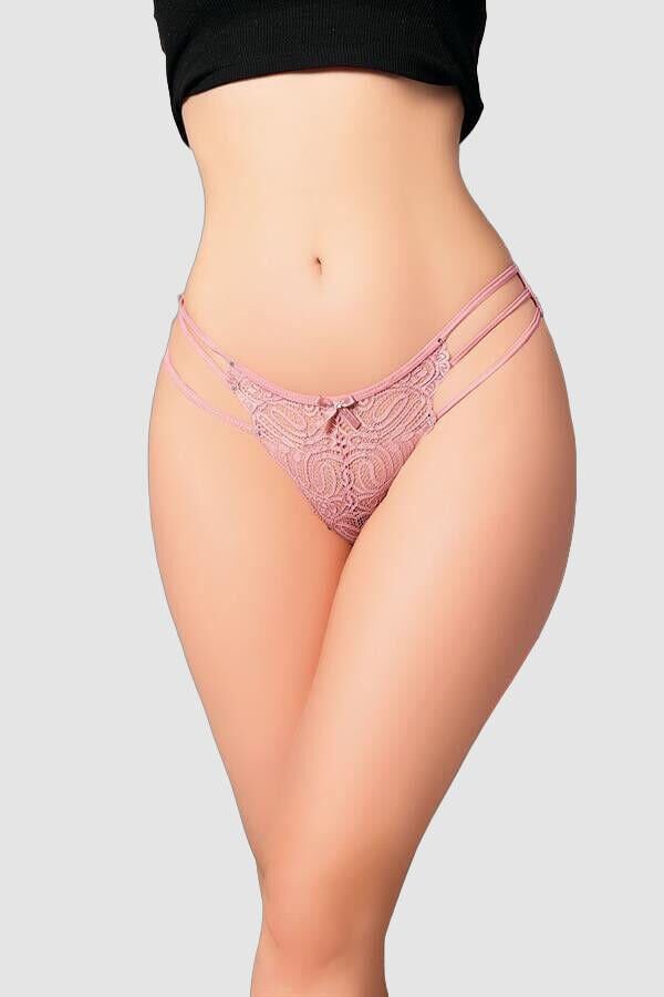 Arias Closet Dantel İşlemeli 3 İpli Gül Kurusu Fantezi Külot
