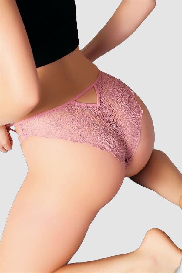 Arias Closet Dantel İşlemeli 3 İpli Gül Kurusu Fantezi Külot