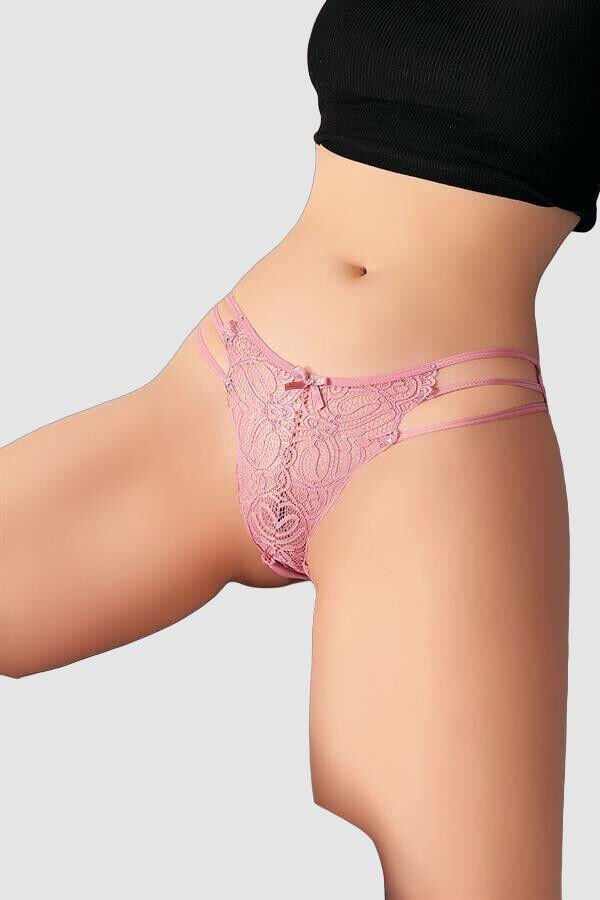 Arias Closet Dantel İşlemeli 3 İpli Gül Kurusu Fantezi Külot