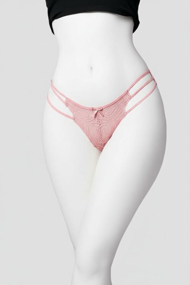 Arias Closet Dantel İşlemeli 3 İpli Gül Kurusu Fantezi Külot