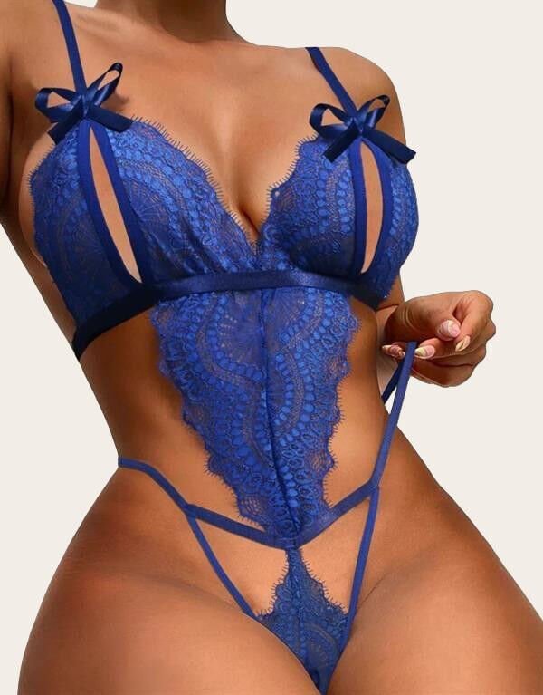 Arias Closet Fiyonklu Dantelli Saks Fantezi Body