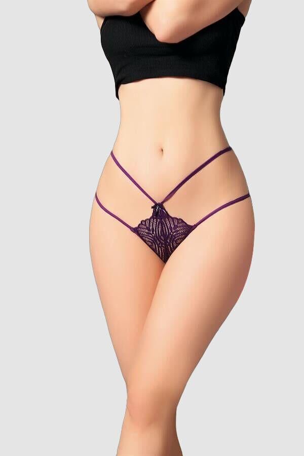 Arias Closet Dantel İşlemeli 2 İpli Mor Fantezi Külot