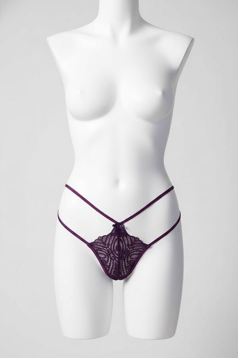 Arias Closet Dantel İşlemeli 2 İpli Mor Fantezi Külot