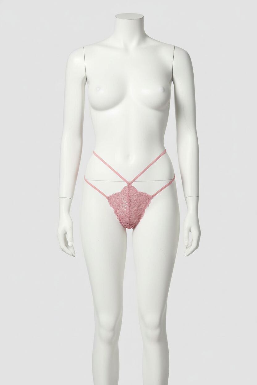 Dantel İşlemeli 2 İpli Gül Kurusu Fantezi Külot