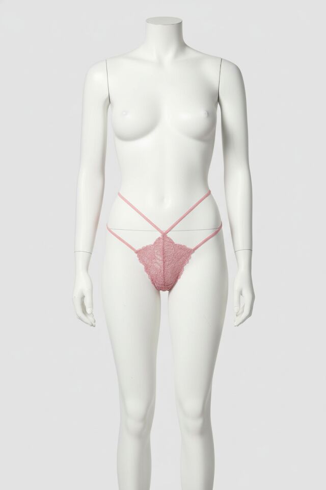 Dantel İşlemeli 2 İpli Gül Kurusu Fantezi Külot