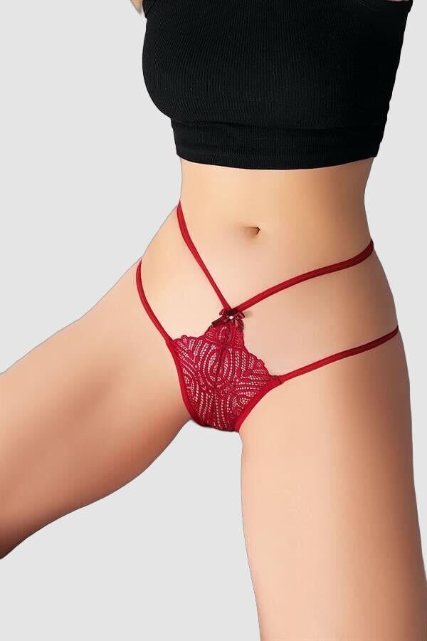 Arias Closet Dantel İşlemeli 2 İpli Bordo Fantezi Külot