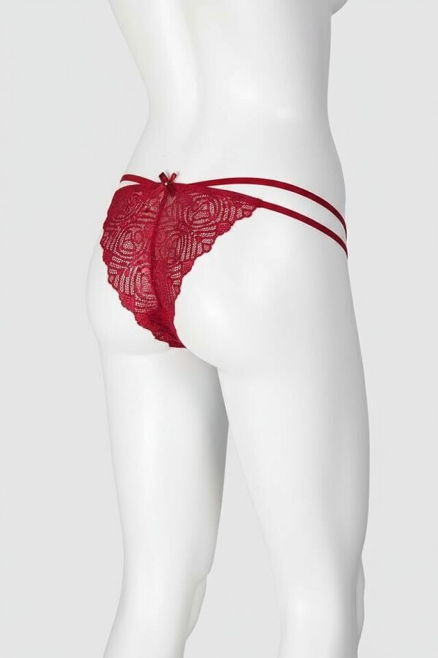 Arias Closet Dantel İşlemeli 2 İpli Bordo Fantezi Külot