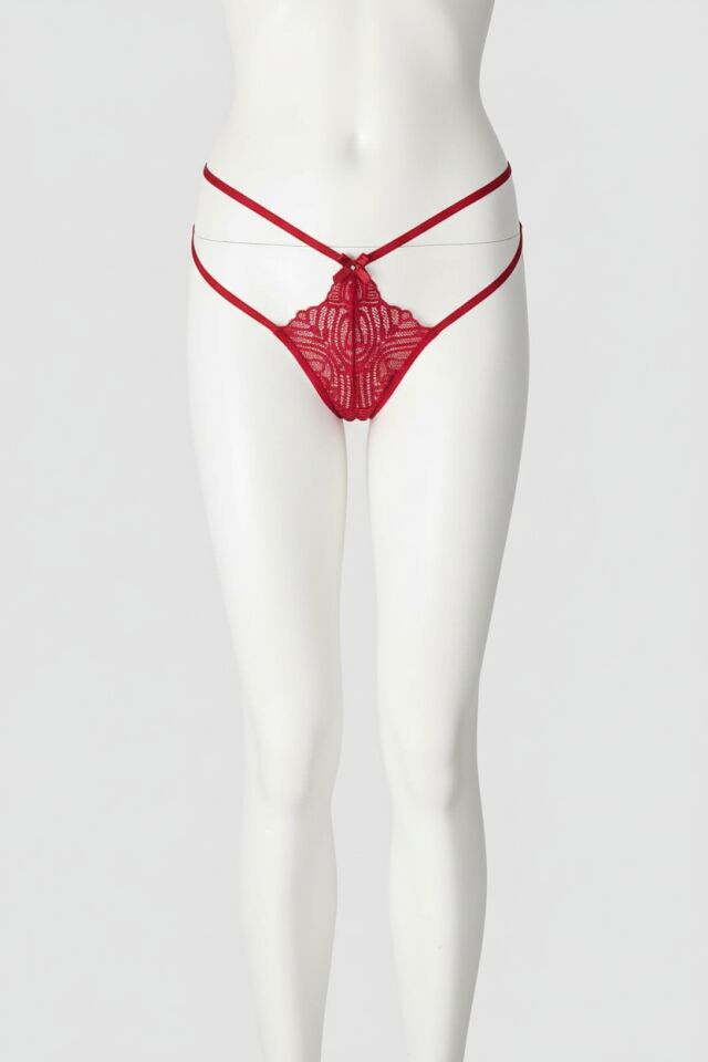 Dantel İşlemeli 2 İpli Bordo Fantezi Külot