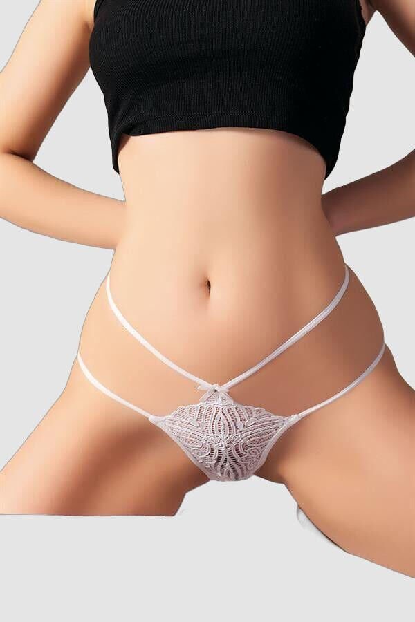 Arias Closet Dantel İşlemeli 2 İpli Beyaz Fantezi Külot