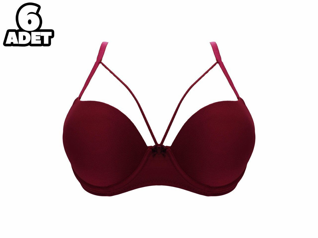 Liza 2010 Bordo Balenli Duble Destekli Sütyen 6'lı