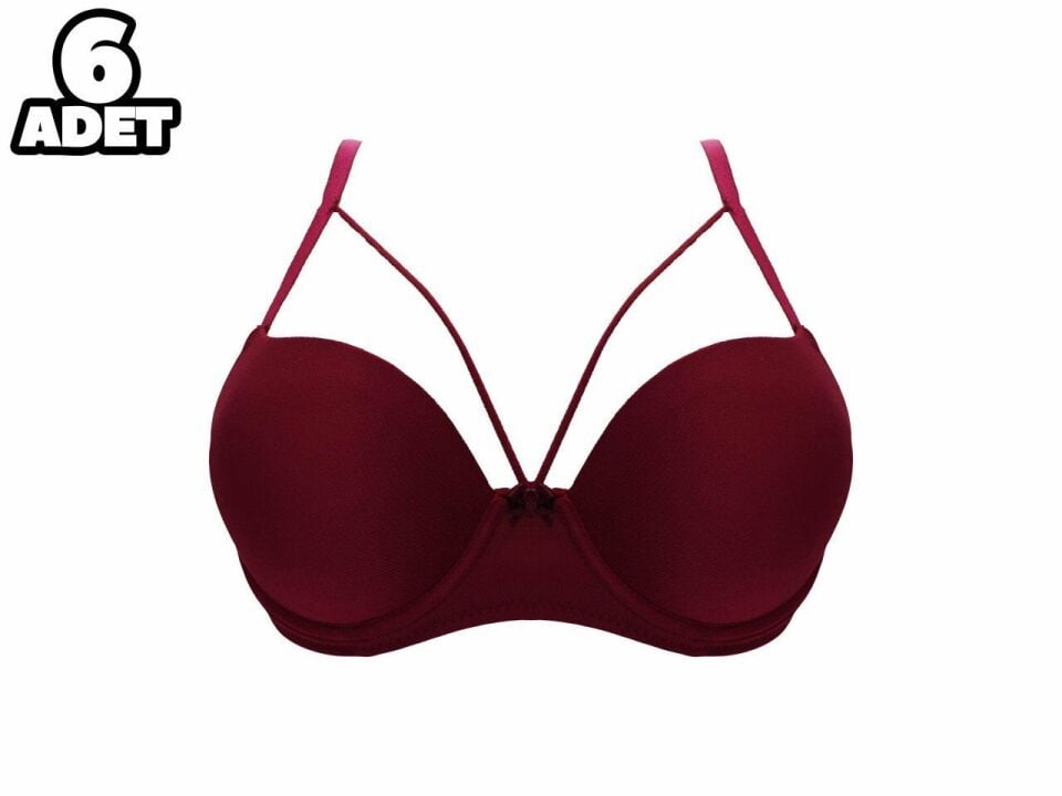 Liza 2010 Bordo Balenli Duble Destekli Sütyen 6'lı