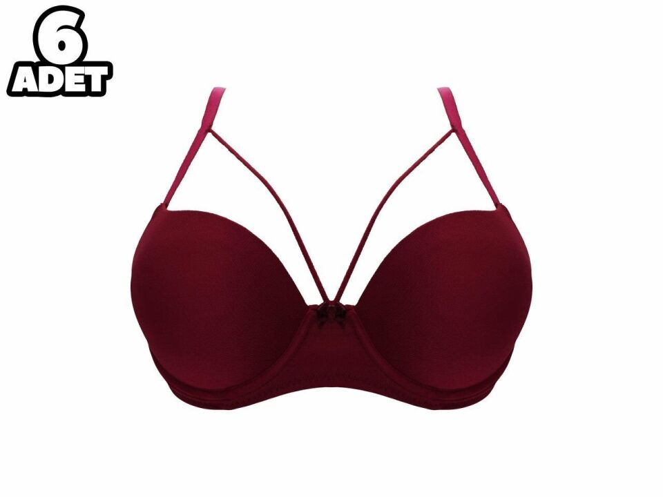 Liza 2010 Bordo Balenli Duble Destekli Sütyen 6'lı