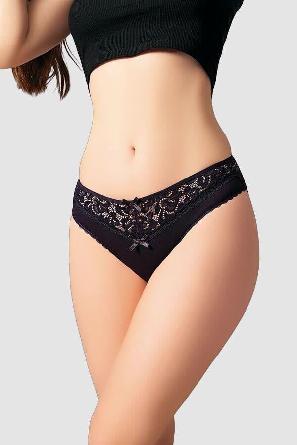 Arias Closet Siyah Bel Kısmı Dantel İşlemeli Külot