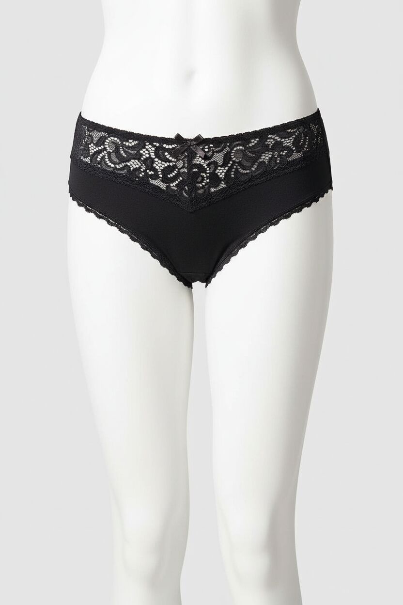 Arias Closet Siyah Bel Kısmı Dantel İşlemeli Külot