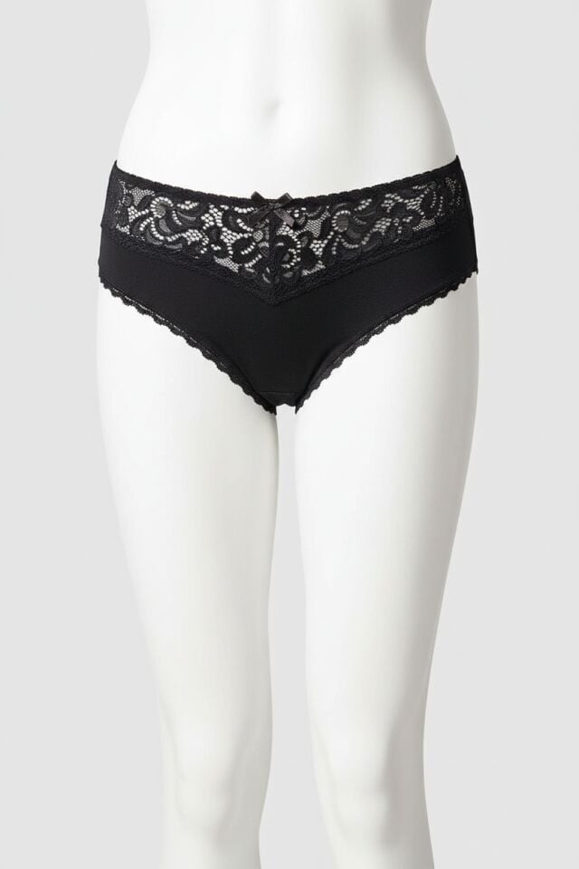 Arias Closet Siyah Bel Kısmı Dantel İşlemeli Külot