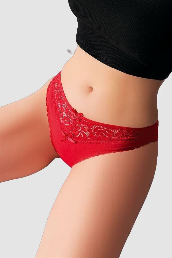 Arias Closet Kırmızı Bel Kısmı Dantel İşlemeli Külot