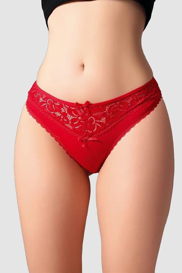 Arias Closet Kırmızı Bel Kısmı Dantel İşlemeli Külot