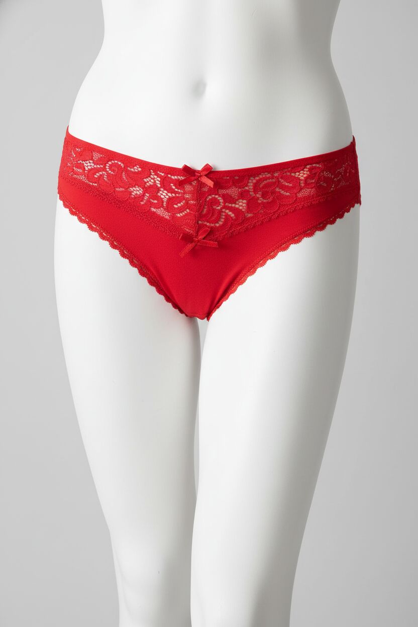 Arias Closet Kırmızı Bel Kısmı Dantel İşlemeli Külot