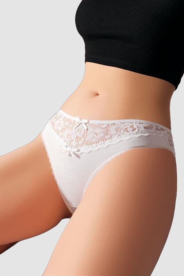 Arias Closet Beyaz Bel Kısmı Dantel İşlemeli Külot