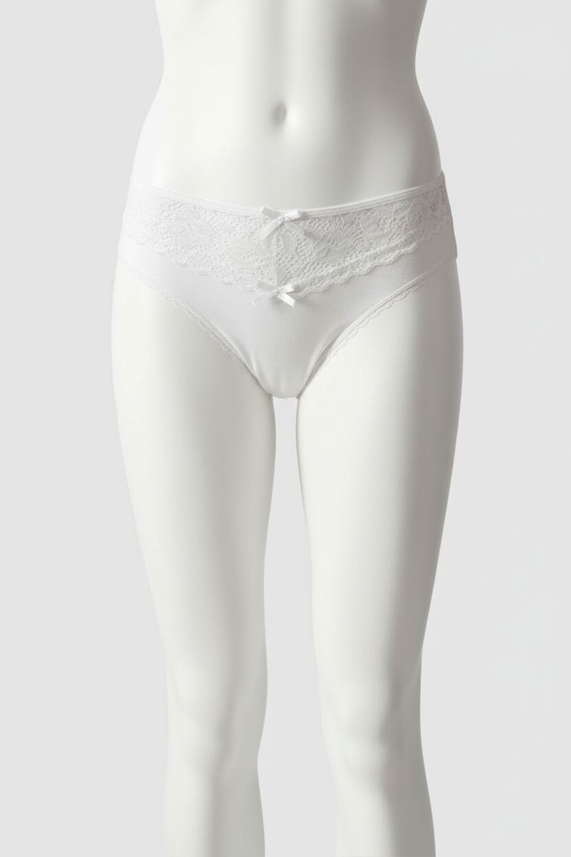 Arias Closet Beyaz Bel Kısmı Dantel İşlemeli Külot