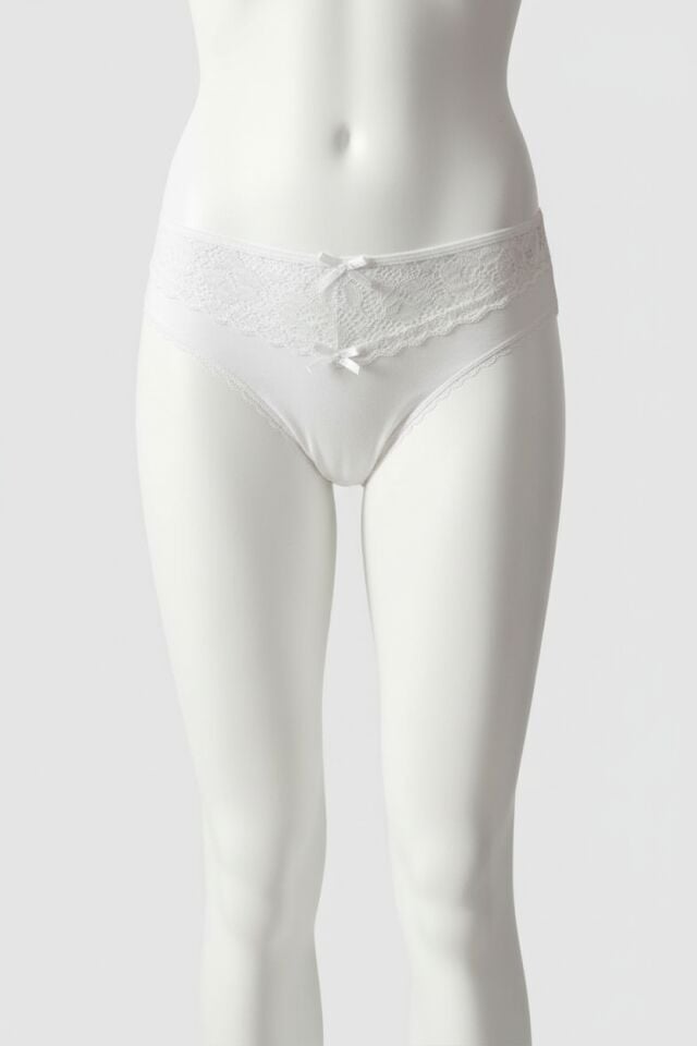 Arias Closet Beyaz Bel Kısmı Dantel İşlemeli Külot
