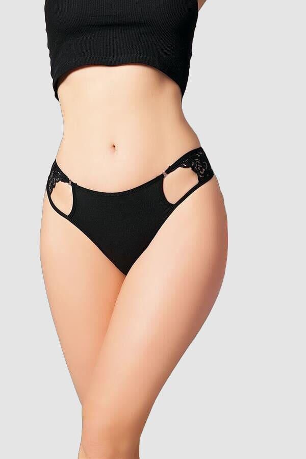 Arias Closet Siyah Bel Kısmı Dantelli Külot