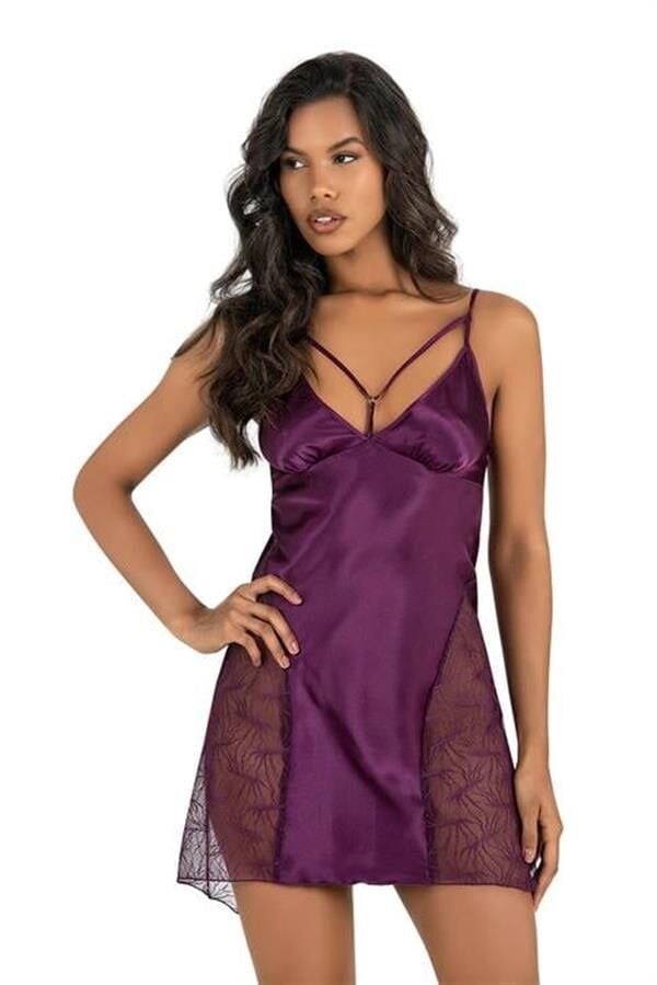 Arias Closet Mor Kısa Saten Gecelik 8233