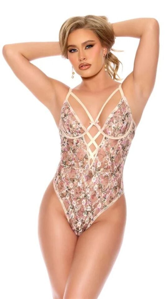 Arias Closet Çiçek Desenli Fantezi Body