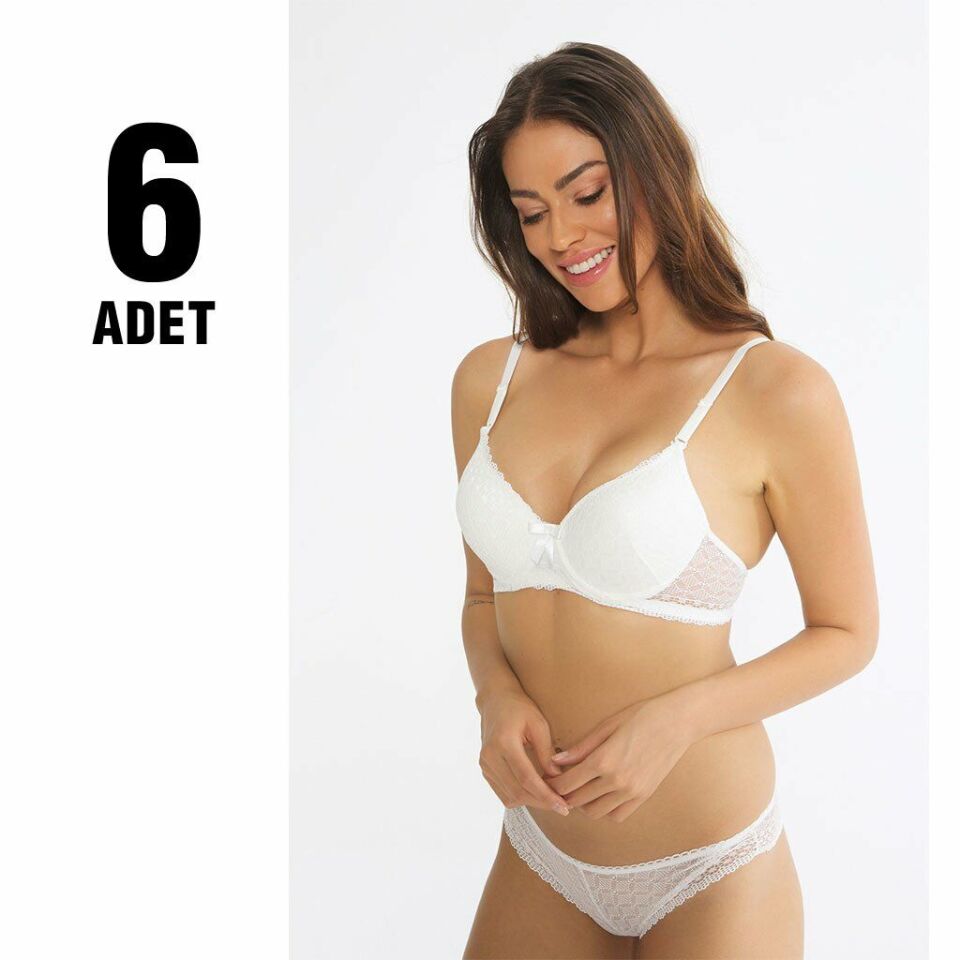 Cansoy 155 Desteksiz Sütyen Takım Beyaz 6'lı