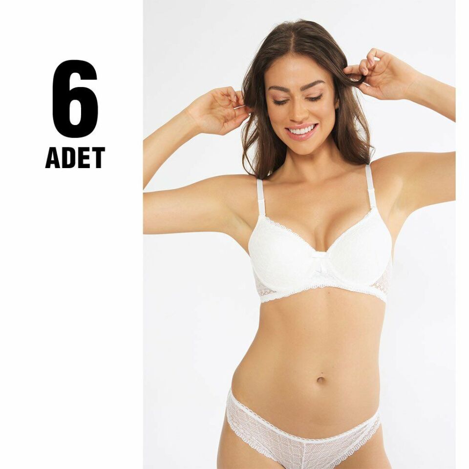 Cansoy 155 Desteksiz Sütyen Takım Beyaz 6'lı