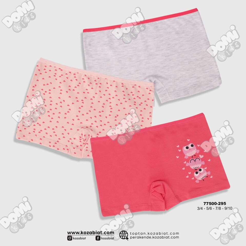 Koza Biat 77500-295 Kız Çocuk Boxer 3'lü