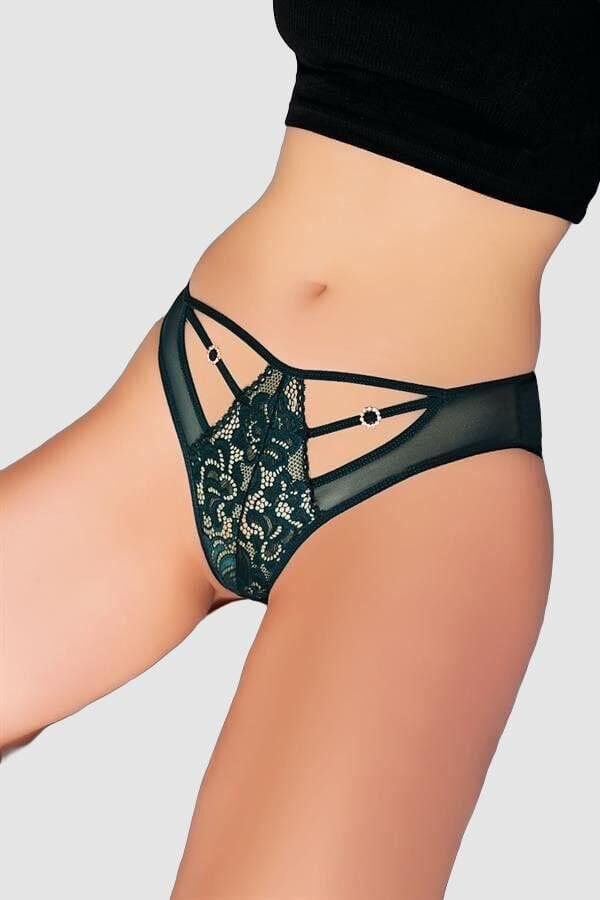 Arias Closet Koyu Yeşil Dantelli Metal Aksesuarlı Fantezi Külot