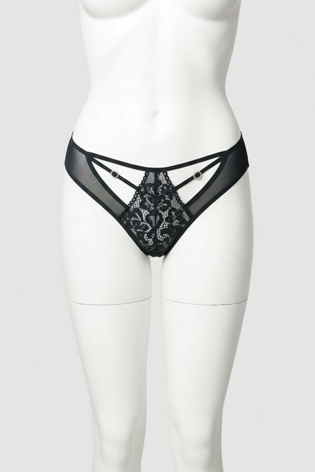 Arias Closet Koyu Yeşil Dantelli Metal Aksesuarlı Fantezi Külot