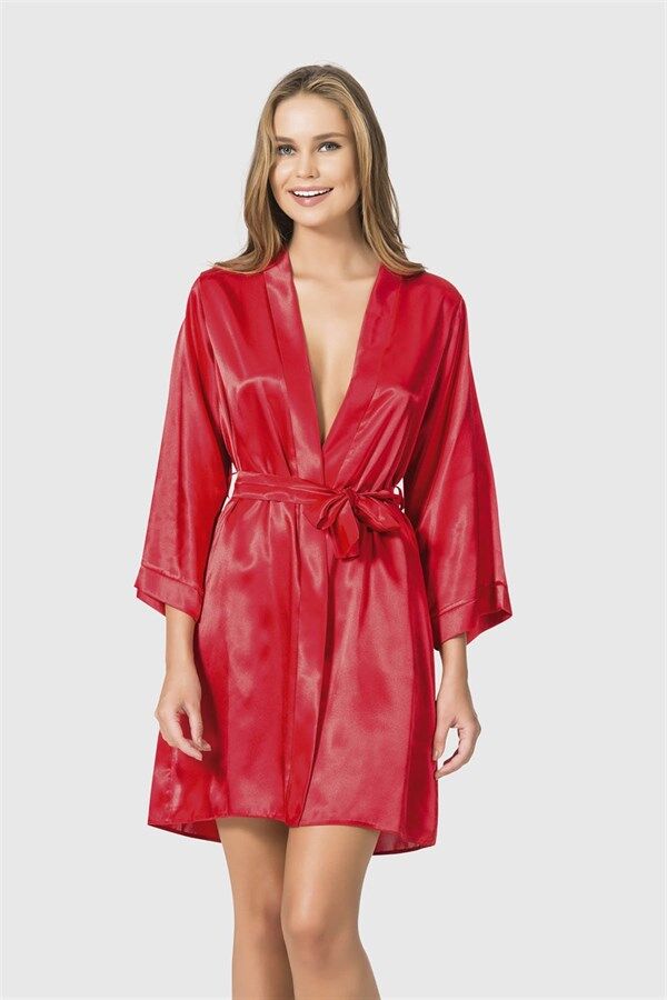 Arias Closet Kırmızı Kısa Saten Sabahlık