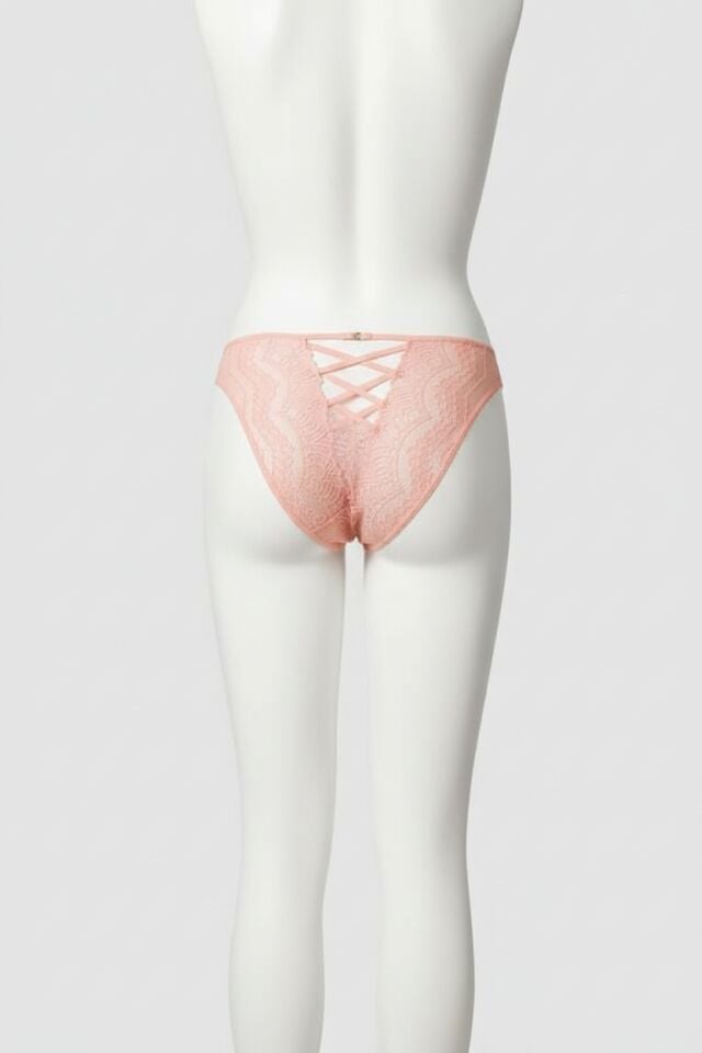 Pudra Dantelli Arkası Dekolteli Fantezi Külot