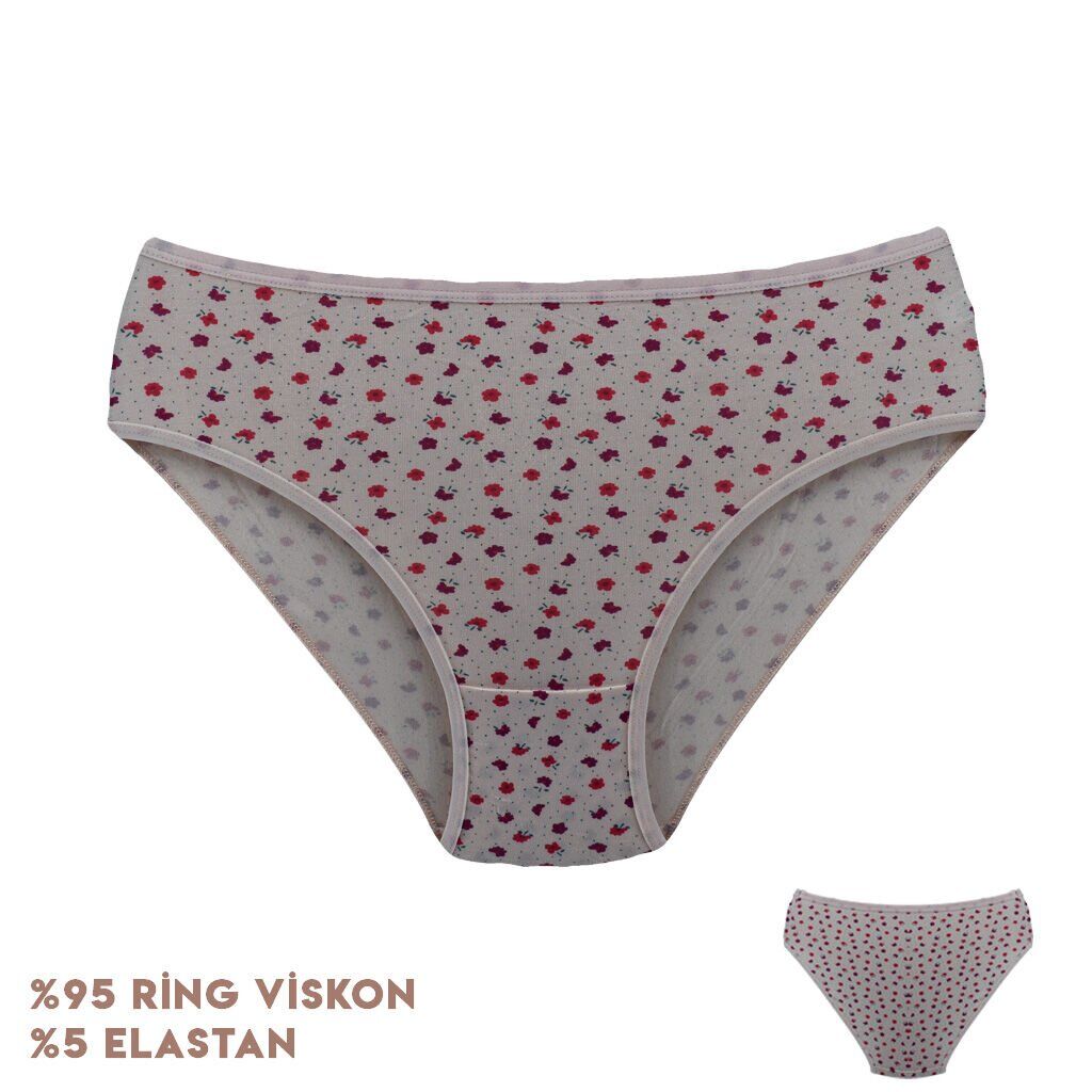 Dondeza 264-6 (L) Desenli Viscon Bayan Bikini 12'li