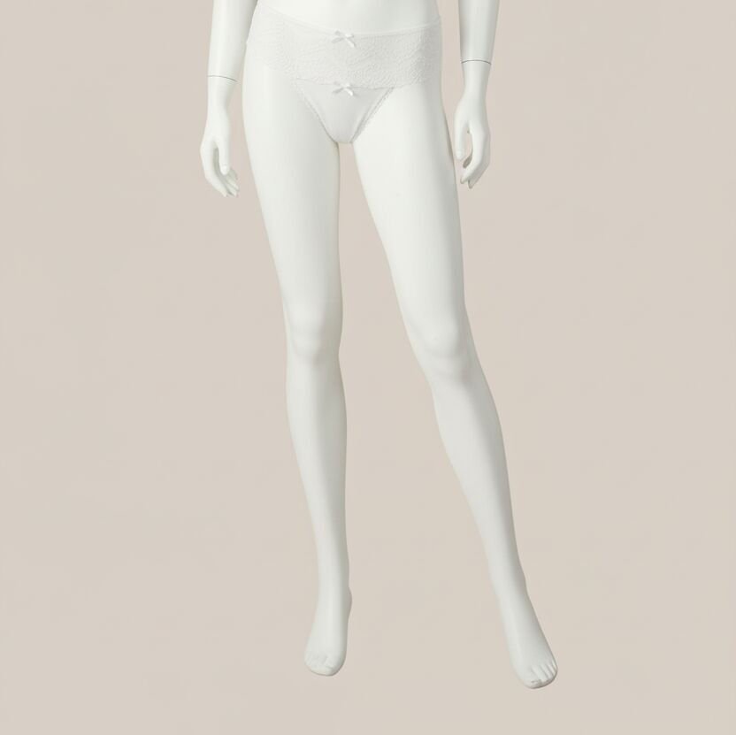 Büyük Beden Bel Kısmı Dantelli Fantezi Beyaz Tanga String