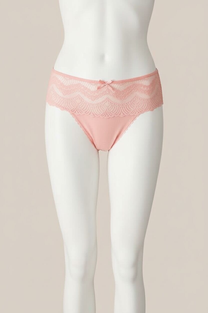 Büyük Beden Bel Kısmı Dantelli Fantezi Pudra Tanga String