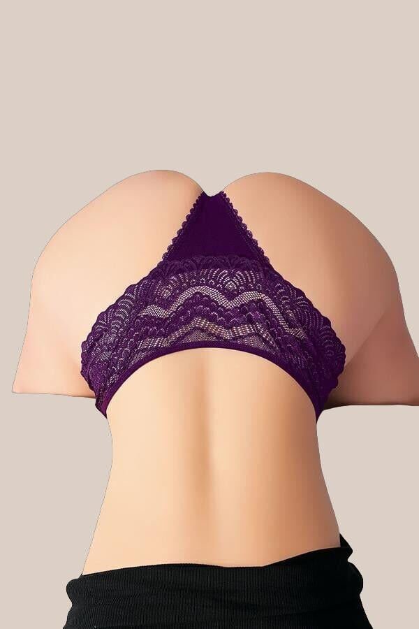Büyük Beden Bel Kısmı Dantelli Fantezi Mor Tanga String