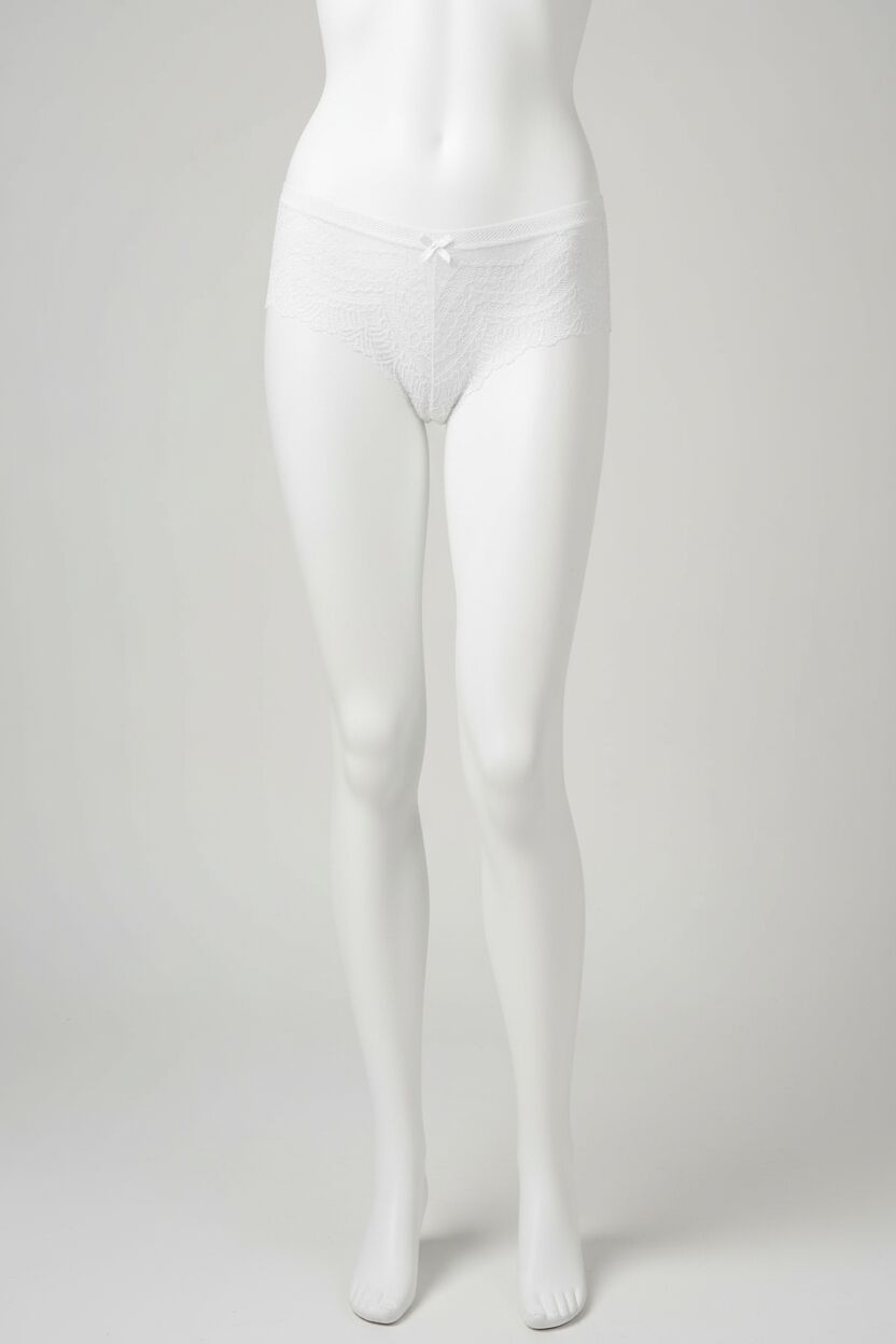 Beyaz Dantelli Desenli Fantezi Külot