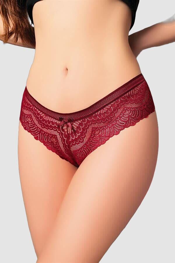 Arias Closet Bordo Dantelli Desenli Fantezi Külot